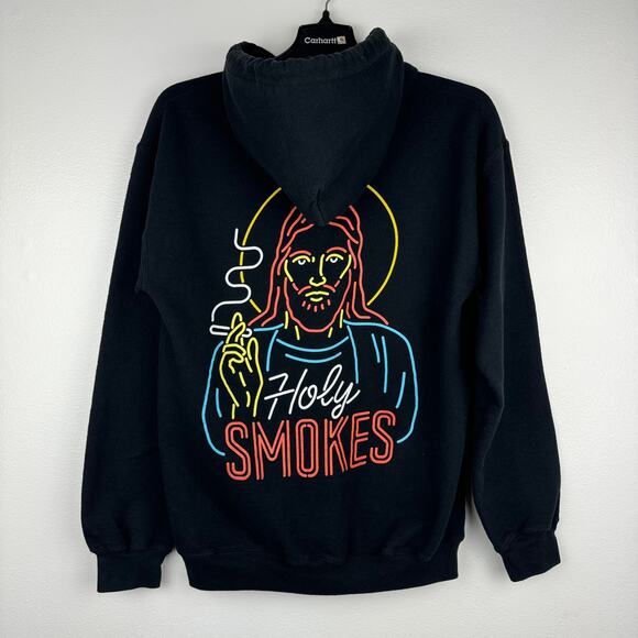 Holy Smokes Jesus Smoking Neon Hoodie - Picture 1 of 5